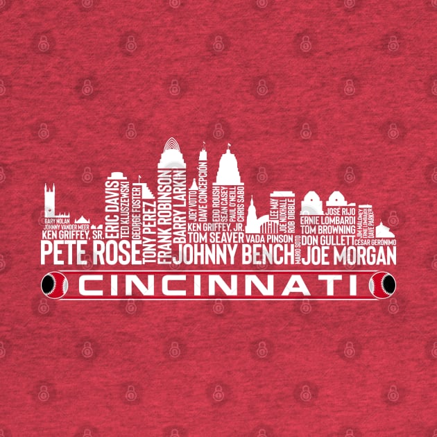 Cincinnati Baseball Team All Time Legends, Cincinnati City Skyline by Legend Skyline